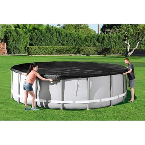 Produktbild für Poolabdeckung Bestway 58249, aus PVC, schwarz, mit Spannseil