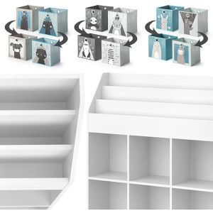 Produktbild für Bücherregal Vicco Luigi, weiß, mit 6 Faltboxen