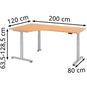 Produktbild für Schreibtisch Hammerbacher XDSM 82, buche / silber