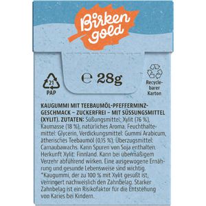 Produktbild für Kaugummis Birkengold Natur, Teebaumöl &amp; Minze
