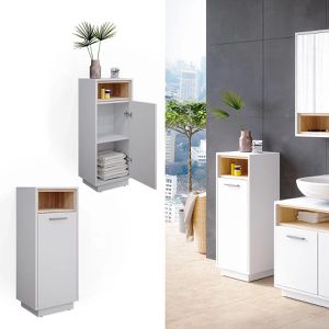 Produktbild für Badschrank Vicco Beatrice, mit 4 Füßen, weiß / sonoma eiche