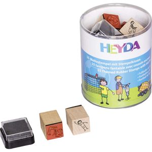 Motivstempel Heyda Fußballer & Baustelle, aus Holz