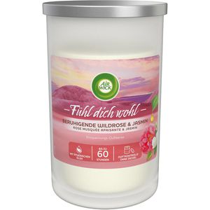 Airwick Duftkerzen Wildrose und Jasmin, Entspannungs-Duftkerze, im Glas, 320g