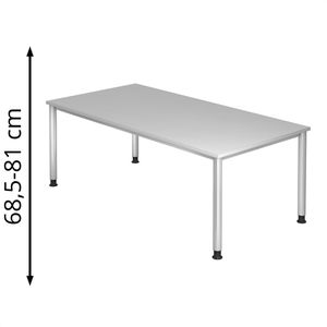 Schreibtisch Hammerbacher H-Serie, lichtgrau / silber