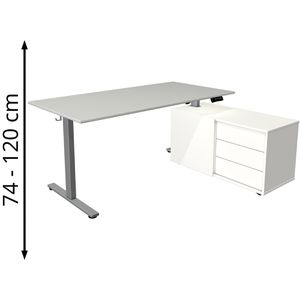 Schreibtisch Kerkmann Move small office, grau, mit Sideboard