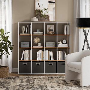 Produktbild für Bücherregal Vicco Karree, weiß / eiche