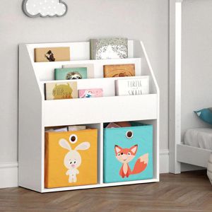 Produktbild für Bücherregal Vicco Luigi, weiß, mit 2 Faltboxen