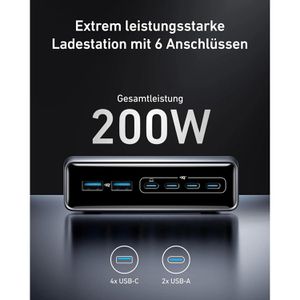 Produktbild für USB-Ladegerät Anker GaNPrime, 200 Watt