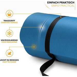 Produktbild für Yogamatte Tresko mit Tragegurt, blau, 1,5 cm stark