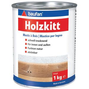 Baufan Spachtelmasse 101018, Holzkitt, hellbraun, für Holz, Innen- und Außenbereich, 1000g