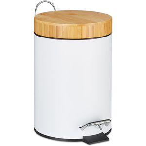 Mülleimer Relaxdays Bambus, weiß