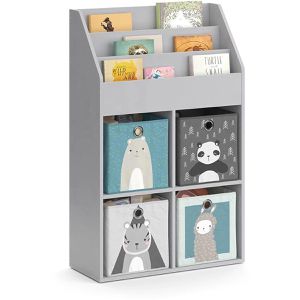 Produktbild für Bücherregal Vicco Luigi, grau, mit 4 Faltboxen