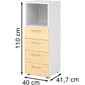 Produktbild für Kombischrank Hammerbacher Serie 9 Advanced, ahorn / weiß