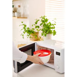 Produktbild für Mikrowellengeschirr Rotho Micro Clever weiß/rot aus Kunststoff