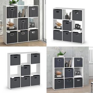 Produktbild für Bücherregal Vicco Nove, weiß, mit 6 Faltboxen