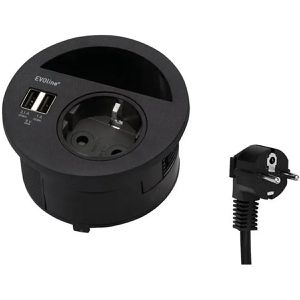 Produktbild für Einbausteckdose EVOline Circle80, mit 3m Kabel