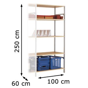 Produktbild für Anbauregal Manuflex RB1188, 6 Holzböden