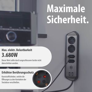 Produktbild für Tischsteckdose Brennenstuhl estilo, mit 2 m Schuko Kabel