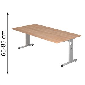 Schreibtisch Hammerbacher O-Serie, nussbaum / silber