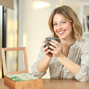 Produktbild für Teebox Relaxdays 10024614, für Teebeutel, natur, aus Bambus