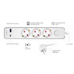 Produktbild für Steckdosenleiste LogiLink LPS287U, mit 1,4m Kabel