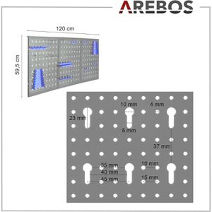 Produktbild für Werkzeugwand Arebos 3-teilig, schwarz, aus Metall
