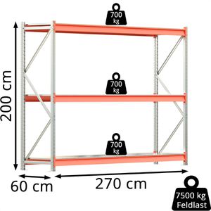 Produktbild für Weitspannregal Regalwerk EMMA, 3 Metallböden