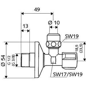 Produktbild für Eckventil SCHELL Comfort 049070699, aus Messing
