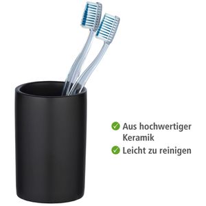 Produktbild für Zahnputzbecher Wenko Polaris, schwarz, aus Keramik