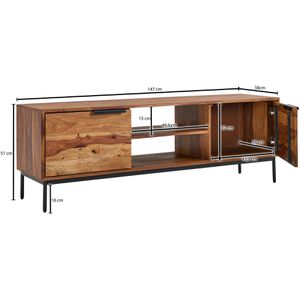 Produktbild für Lowboard Wohnling WL6.552, aus Massivholz, sheesham