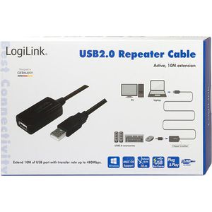 Produktbild für USB-Kabel LogiLink UA0143 USB 2.0, 10 m