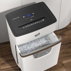 Produktbild für Aktenvernichter HP 2804 OneShred 10MC, weiß, mit Rollen