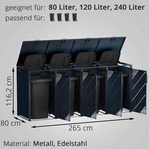 Produktbild für Mülltonnenbox Metzler MMB-7-4X, Metall