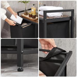 Produktbild für Wäschekorb Vasagle BLH201B01V1, schwarz, 2 Fächer