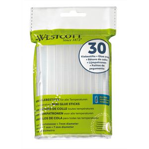 Westcott Heißklebesticks E-16837 00, transparent, Ø 7mm, Länge 102mm, 30 Sticks