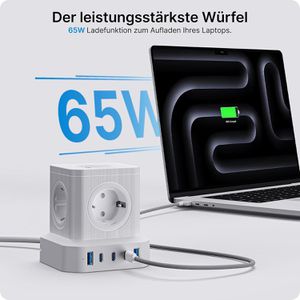 Produktbild für Steckdosenwürfel Voomy Power Cube S65, mit Schalter, weiß