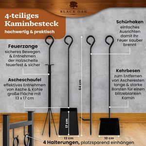 Produktbild für Kaminholzregal Black-Oak Antero, mit Kaminbesteck