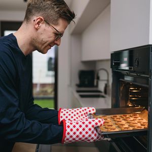 Produktbild für Ofenhandschuh LauterSchutz LS104, mit Topflappen, rot