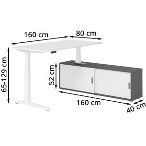 Produktbild für Schreibtisch Hammerbacher XBHM, 30869, weiß, mit Sideboard