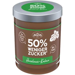 Zentis Schokocreme Haselnuss-Kakao-Creme, 50% weniger Zucker, ohne Palmöl, 200g