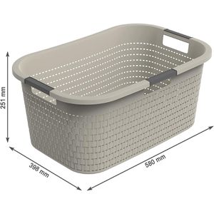 Produktbild für Wäschekorb Rotho Country cappuccino, mit 3 Griffen