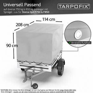 Produktbild für Anhänger-Plane Tarpofix HP1-GR, wasserdichte Hochplane