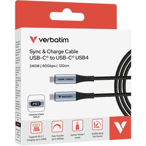Produktbild für Ladekabel Verbatim USB4, schwarz, 1,2m