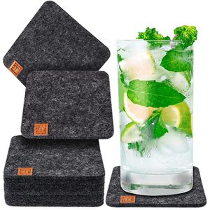 Untersetzer Miqio mit Leder Applikation, eckig