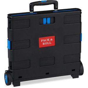 Produktbild für Einkaufstrolley Relaxdays schwarz / blau, klappbar