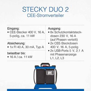 Produktbild für CEE-Stromverteiler as-Schwabe Stecky Duo 2, mobil