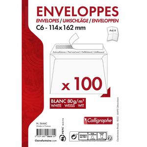 Produktbild für Briefumschläge Clairefontaine 5666C, C6, weiß