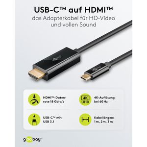 Produktbild für HDMI-Kabel Goobay 75697 HDMI 2.0, vergoldete Stecker