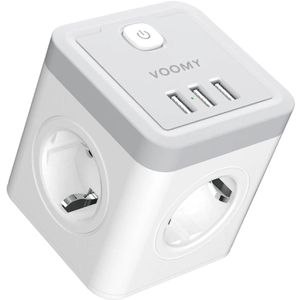 Produktbild für Steckdosenwürfel Voomy Split X4, weiß / grau