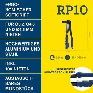 Produktbild für Blindnietzange Rapid RP10, Set